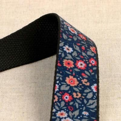 Strap with flowers - navy blue 