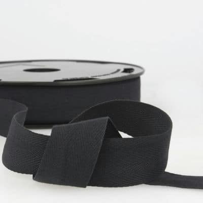 Cotton strap with twill weave - black 