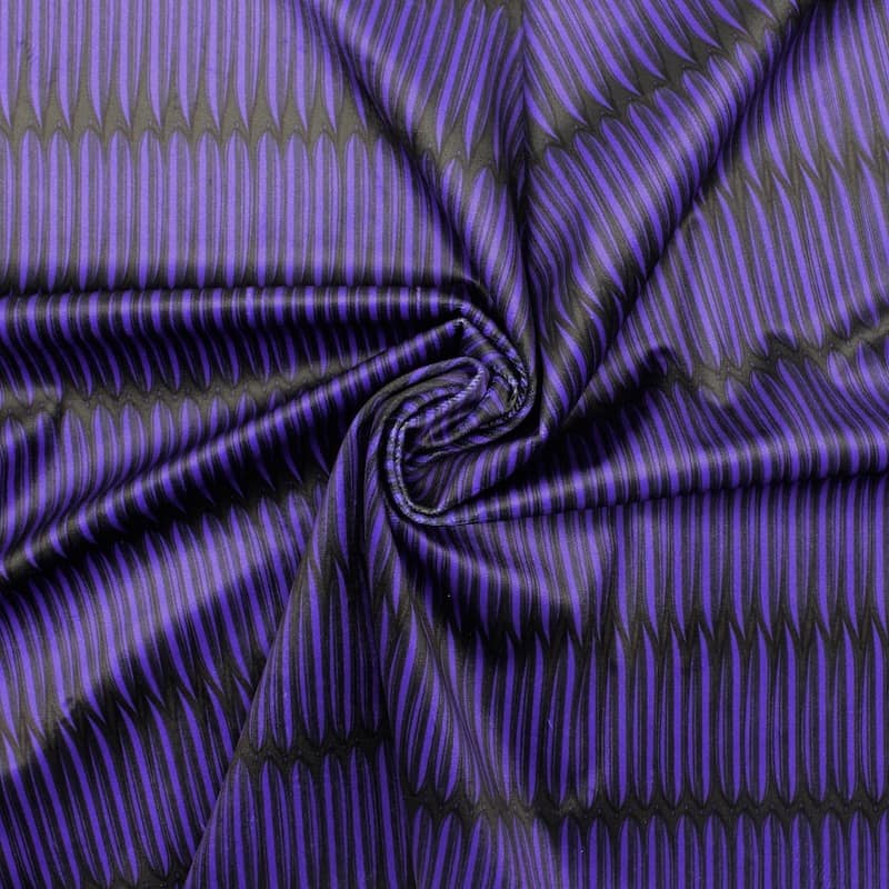 Velvet fabric with graphic print - purple 
