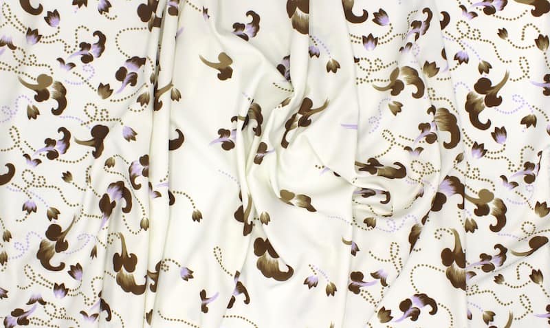 Extensible fabric with flowers - vanilla 