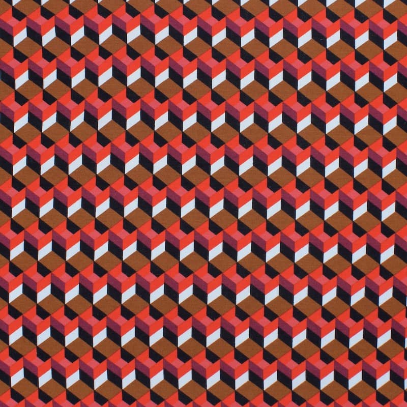 Viscose jersey fabric with graphic print - red 