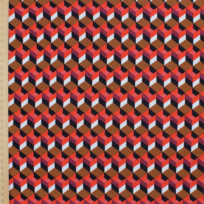 Viscose jersey fabric with graphic print - red 