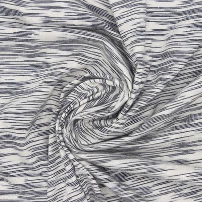 Striped cotton knit fabric - off-white