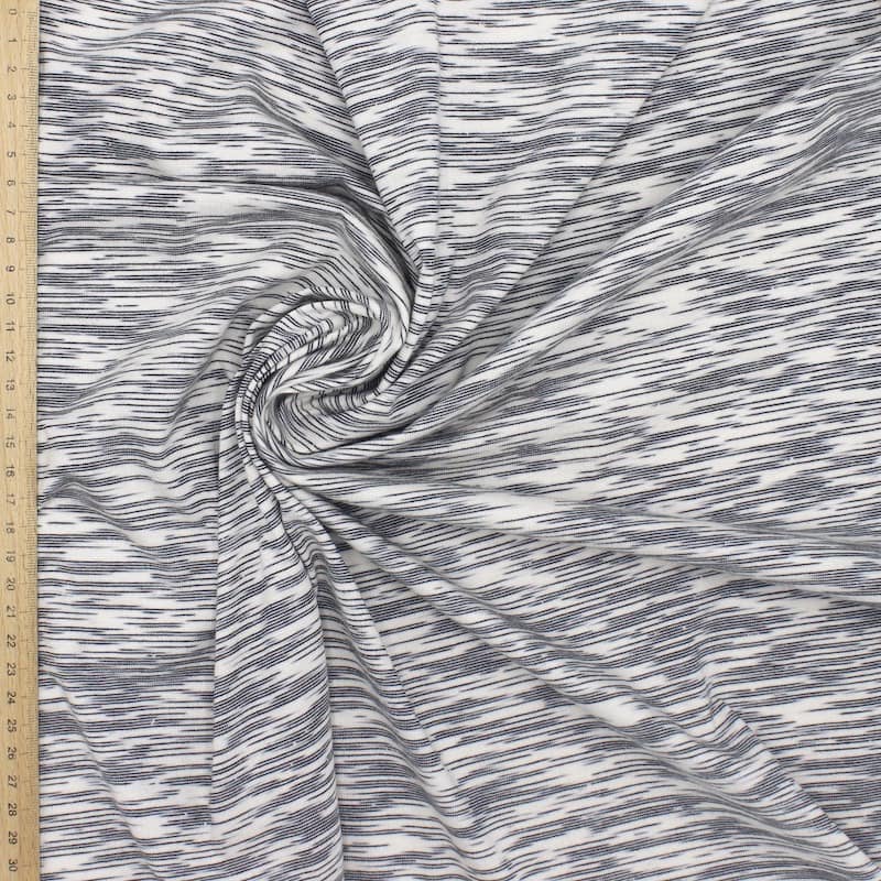 Striped cotton knit fabric - off-white