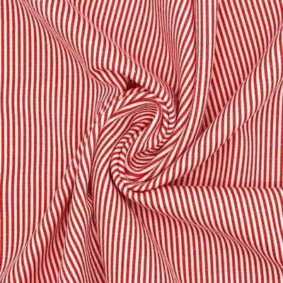 Tissu maille jacquard rayures - rouge