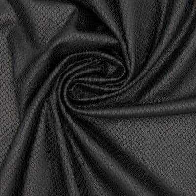 Polyester stof met slangenhuid - zwart 