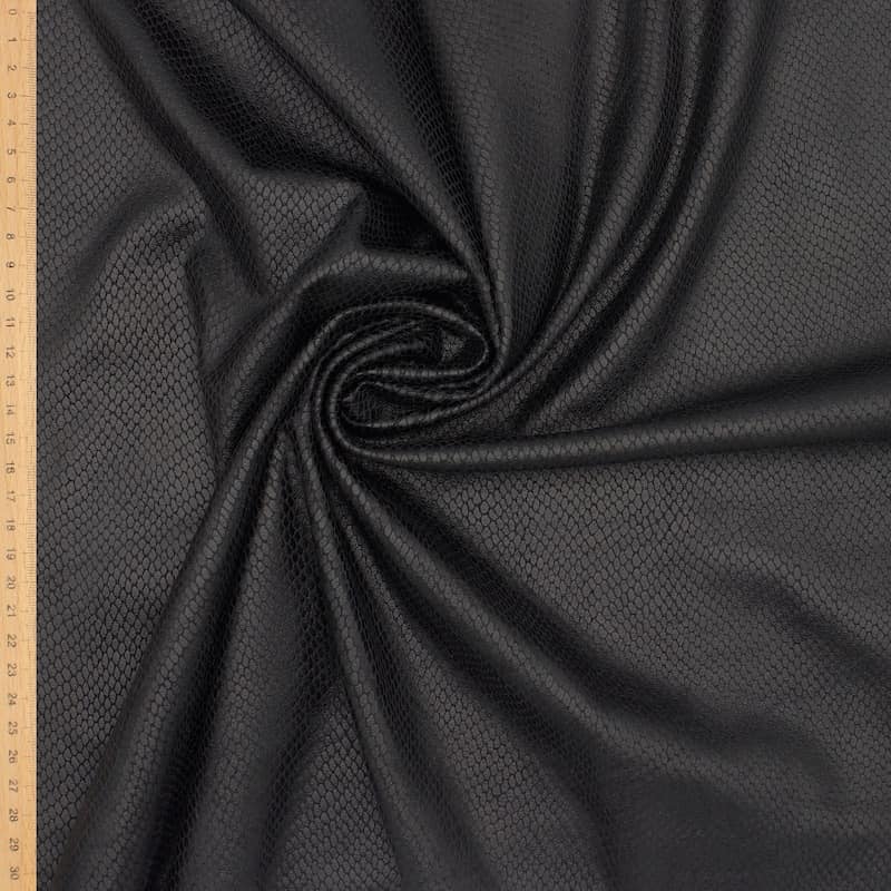 Polyester fabric with snake skin - black