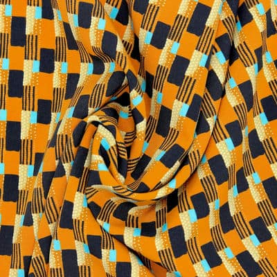 Extensible fabric with graphic print - mustard yellow