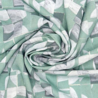 Viscose twill fabric with graphic print - green