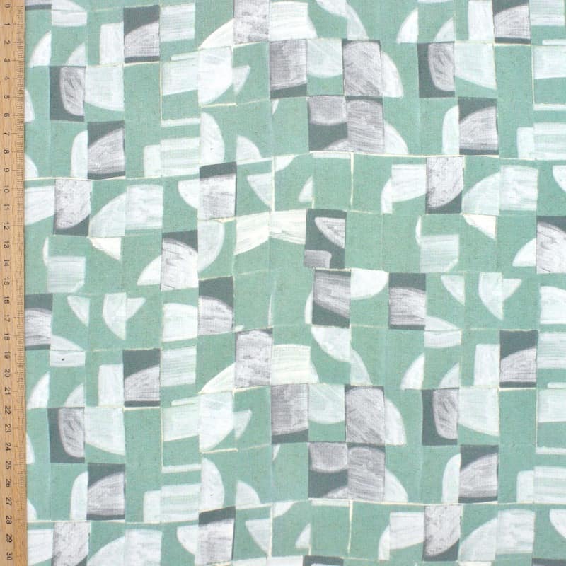 Viscose twill fabric with graphic print - green