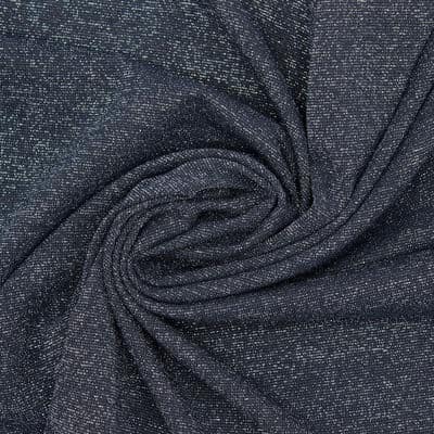 Knit fabric with lurex thread - navy blue 