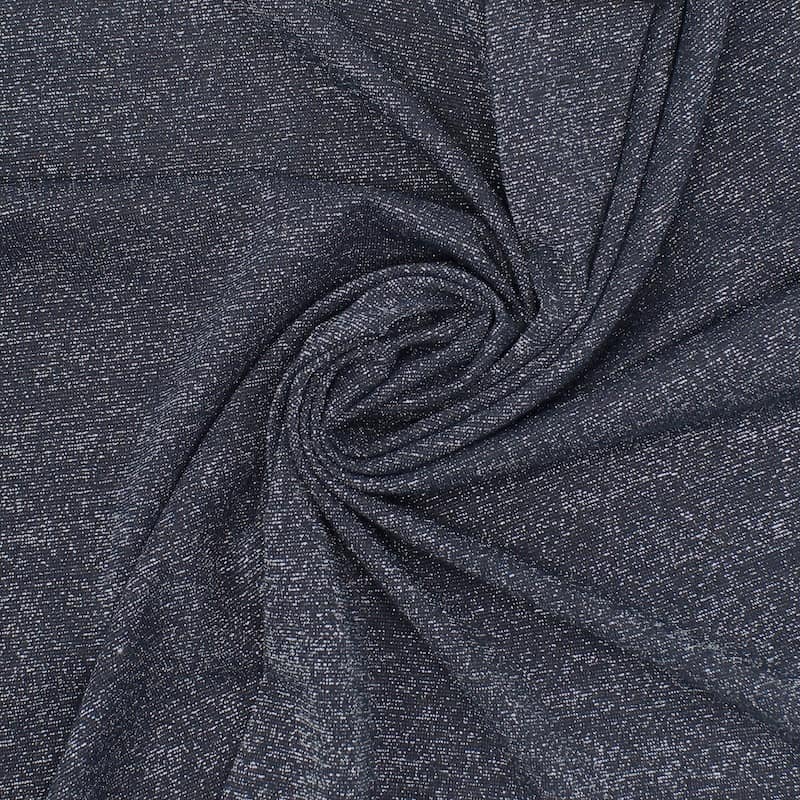Knit fabric with lurex thread - navy blue 