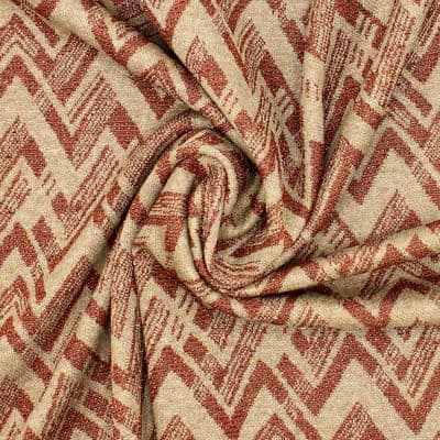 Knit jacquard fabric with copper thread - beige 