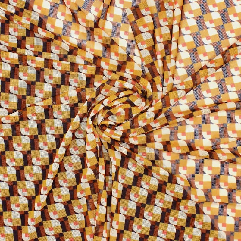 Tissu maille polyester vintage - multicolore