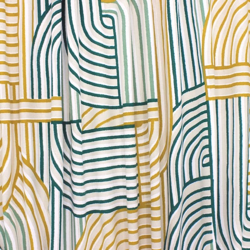 Upholstery fabric with graphic print - beige and green