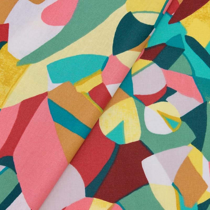 Tissu coton enduit graphique - multicolore