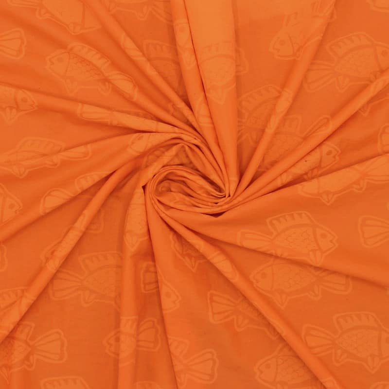 Magic fabric with fish - orange 