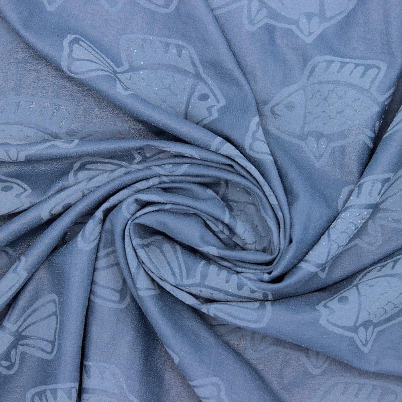 Magic fabric with fish - blue 