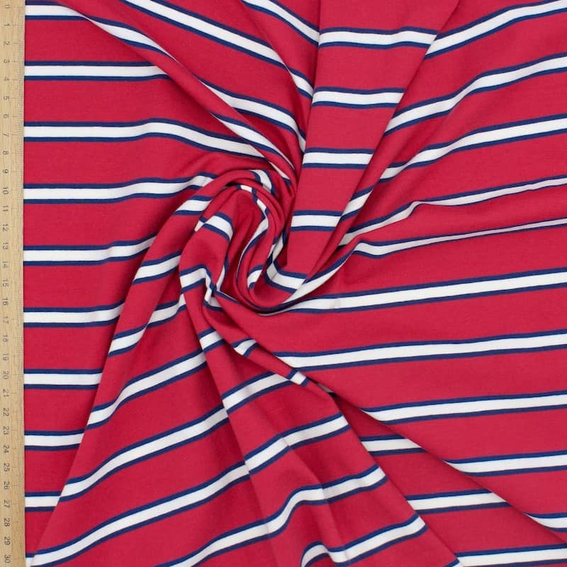 Striped jersey fabric - red
