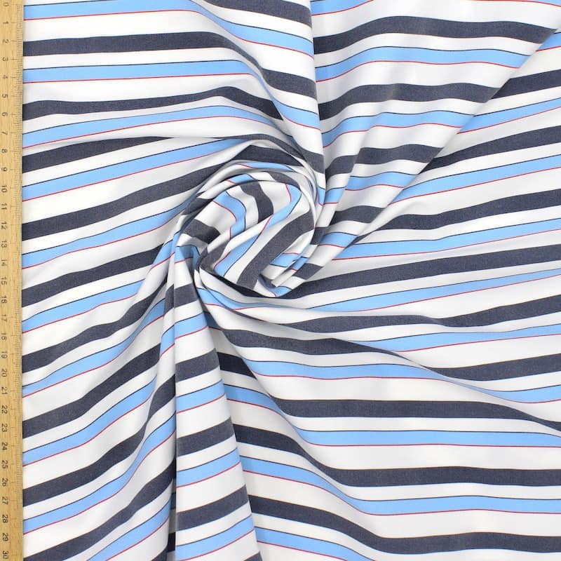 Striped extensible fabric - blue and white 