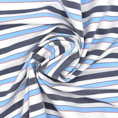 Striped extensible fabric - blue and white 