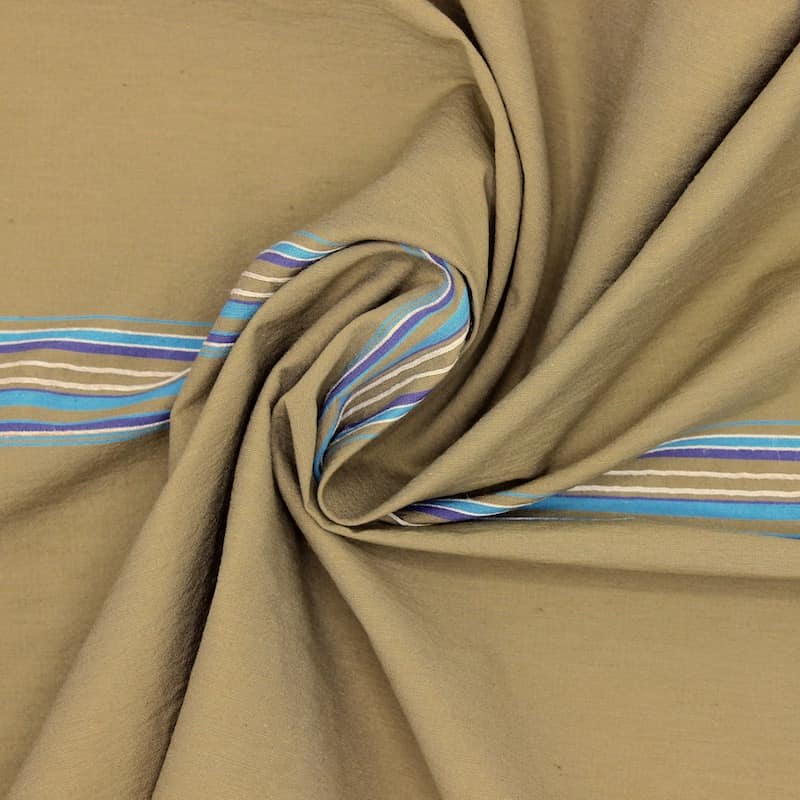 Striped polyamide fabric - khaki 