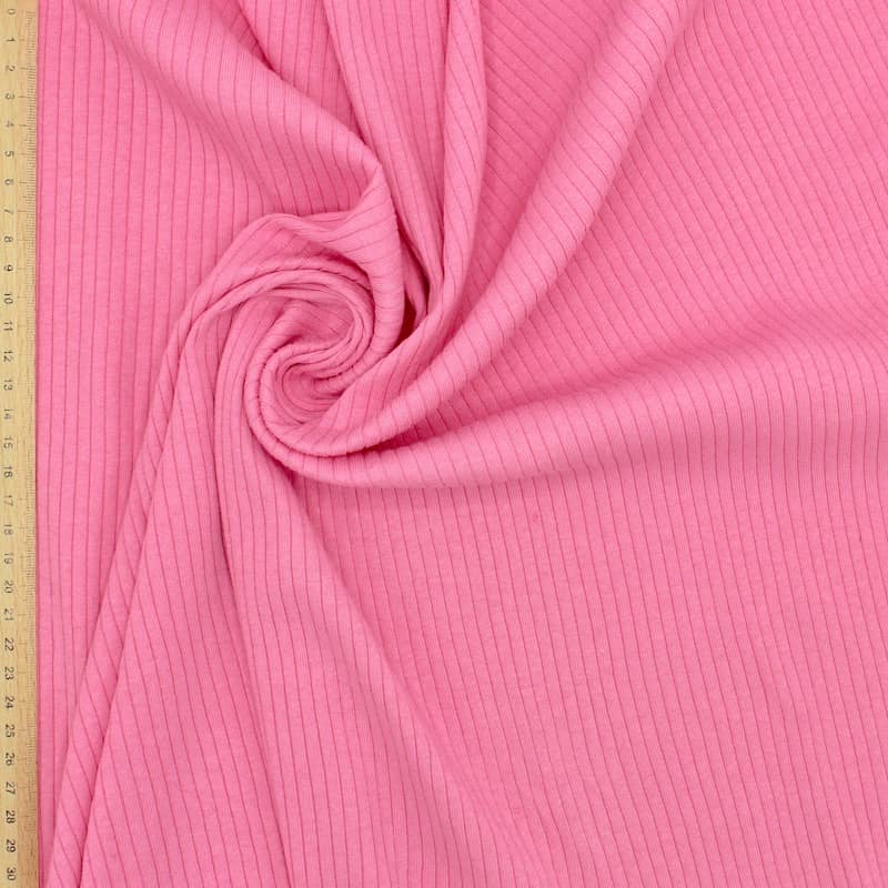 Plain ribbed jersey fabric - pink