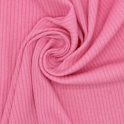 Tissu jersey côtelé uni - rose