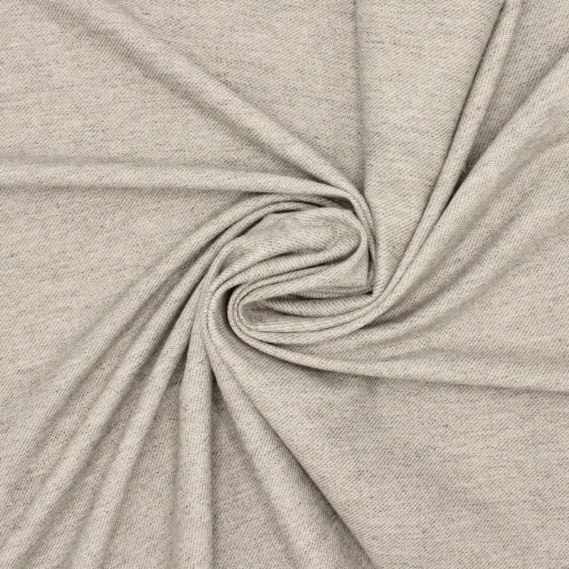 Tissu jersey lin et coton - gris chiné