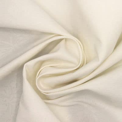 Extensible jacquard fabric with flowers - off-white 
