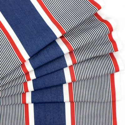 Gestreepte strandstoel stof in dralon - blauw, wit, rood 