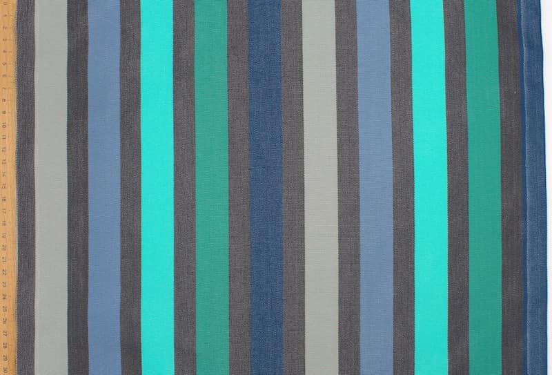 Striped deckchair fabric in dralon - blue