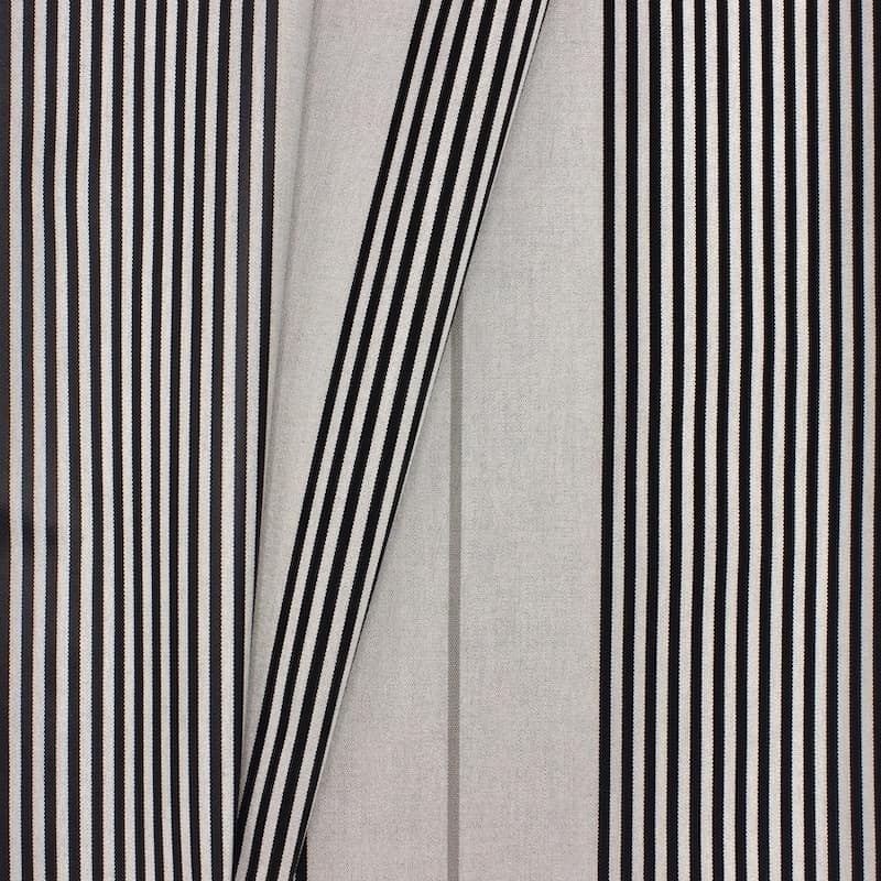 Striped coated outdoor fabric - grey
