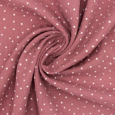 Double cotton gauze with dots - blush pink 