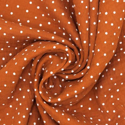 Double cotton gauze with dots - rust-colored
