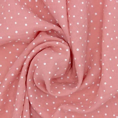 Double cotton gauze with dots - pink 
