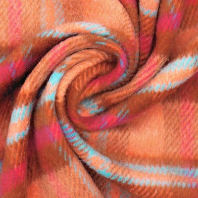 Tissu jacquard aspect laine carreaux - multicolore