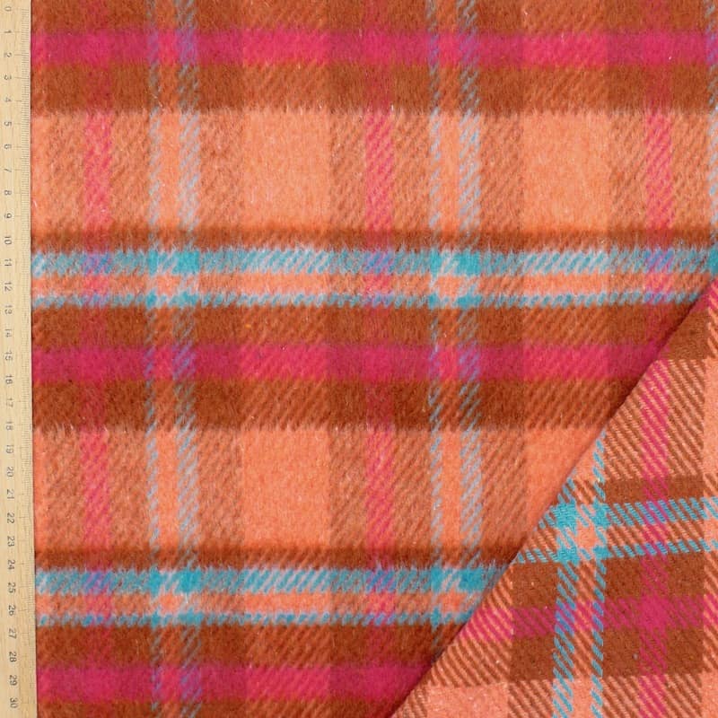 Checkered jacquard fabric with wool aspect - multicolored 