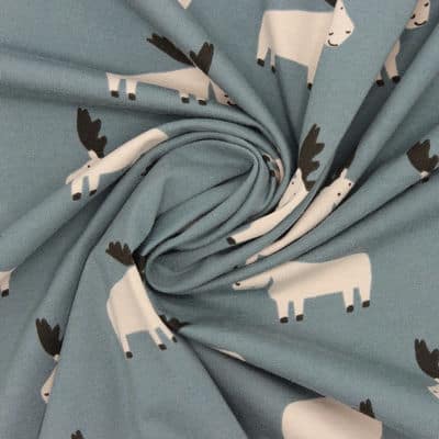Jersey fabric with moose - denim blue 