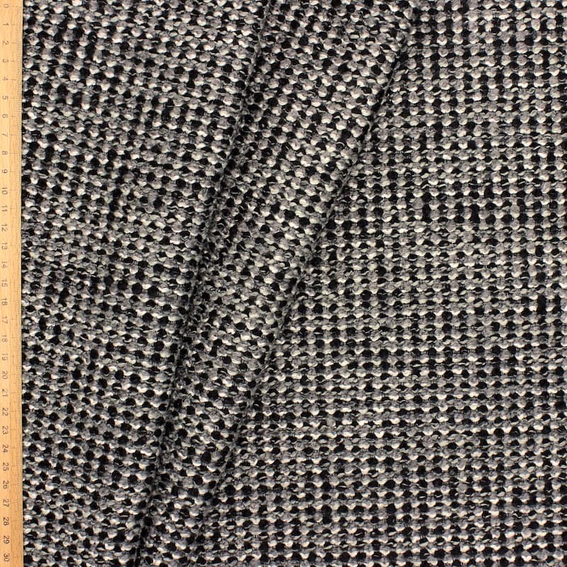 Jacquard fabric with loops - grey and black 