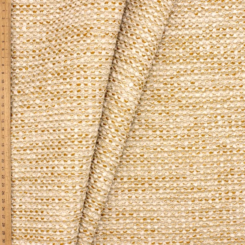 Jacquard fabric with loops - beige and ochre 
