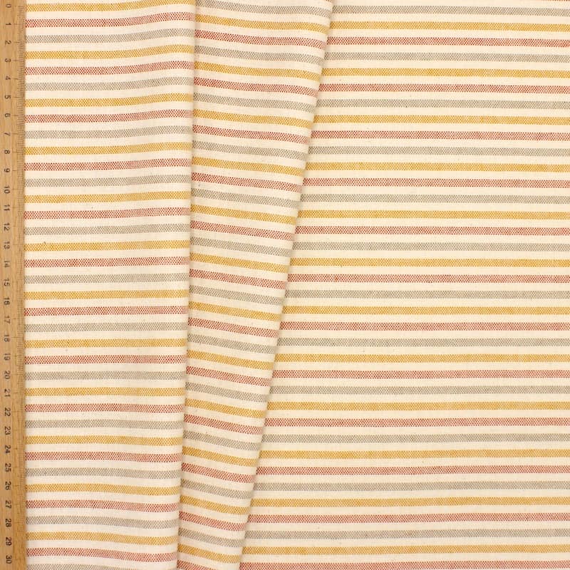 Striped coated cotton - ochre and rust-colored