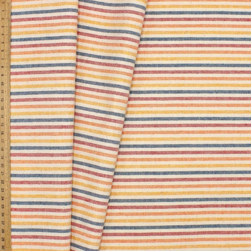 Coton enduit rayé - multicolore