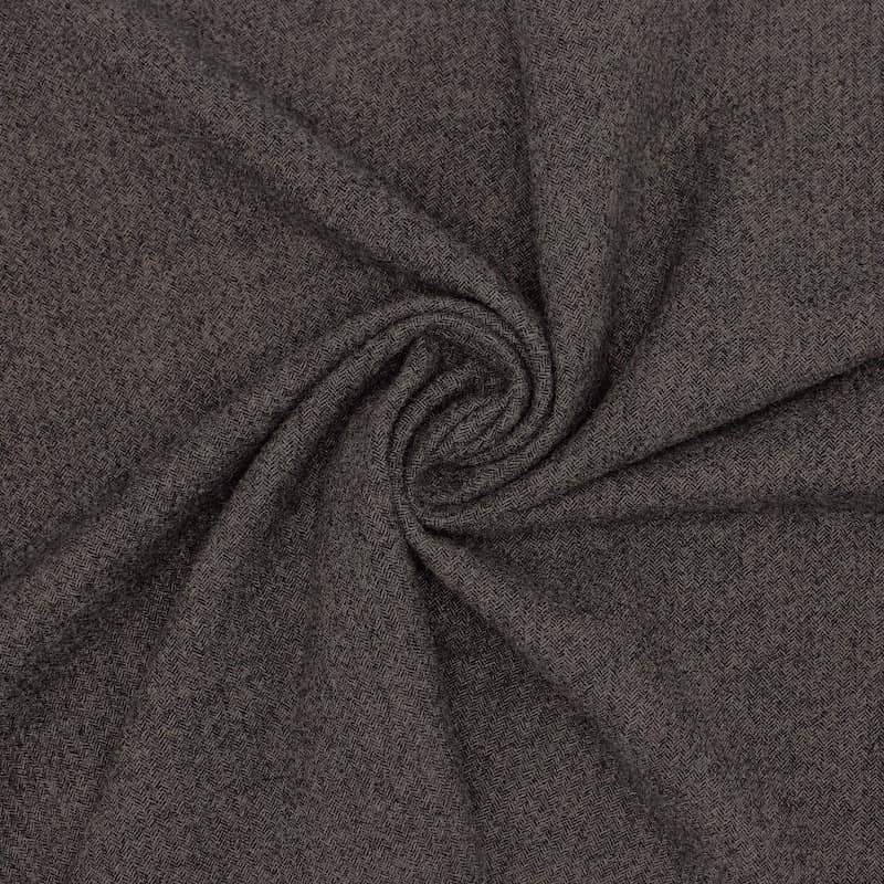Virgin wool fabric with herringbone pattern - grey
