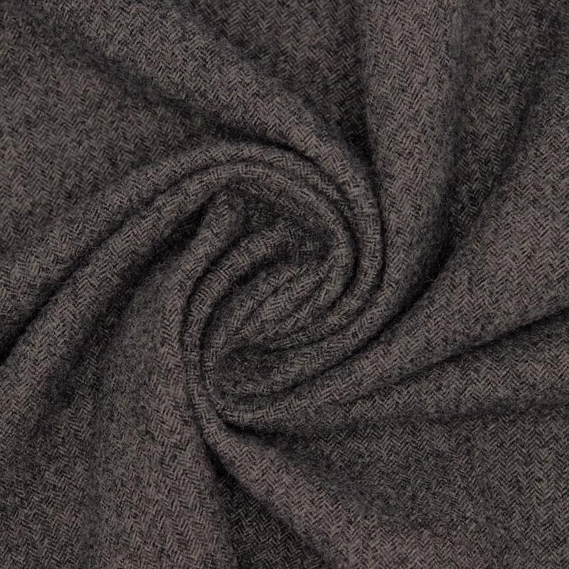 Virgin wool fabric with herringbone pattern - grey 