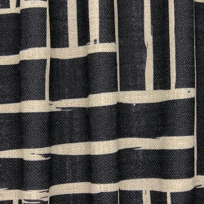 Fabric in viscose and linen with graphic prints - black 