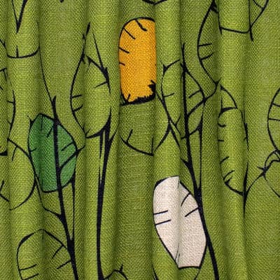 Fabric in viscose and linen with Lunaria annua - green 