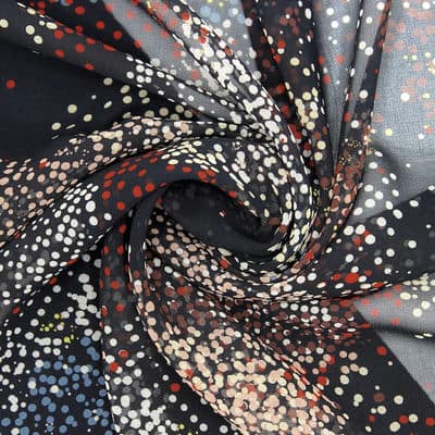 Polyester veil with dots - black 