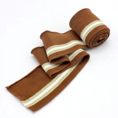 Striped cuffing fabric with lurex - rust-colored