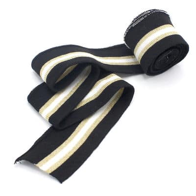 Striped cuffing fabric with lurex - black